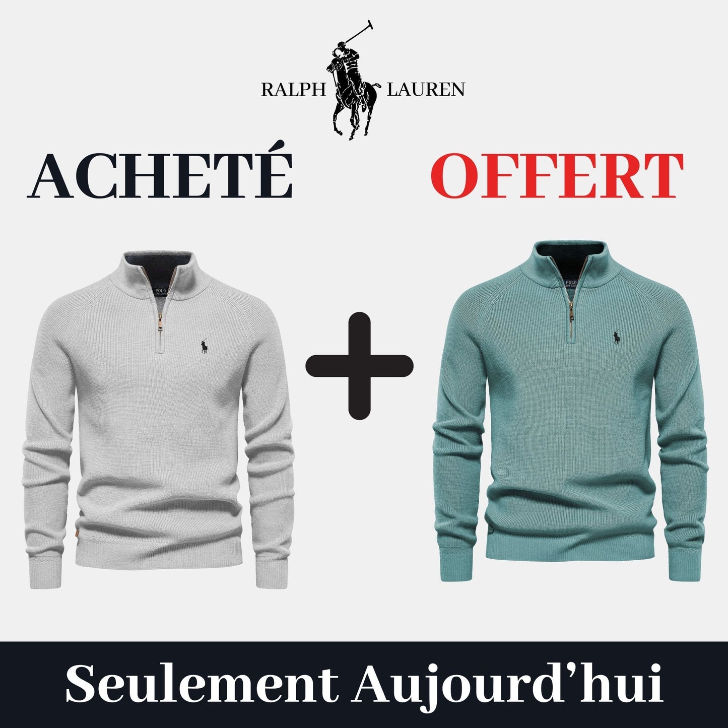 Pull Col Zippé R&L 1+1 (DÉSTOCKAGE)