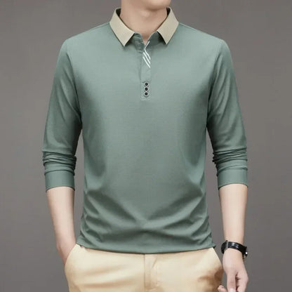 HASSAN® Long Sleeve Turn-down Collar Waffle T-shirt