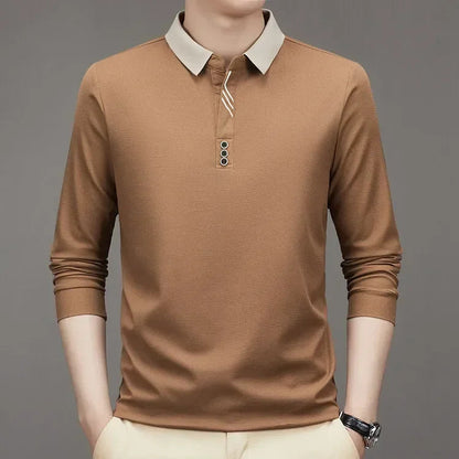 HASSAN® Long Sleeve Turn-down Collar Waffle T-shirt