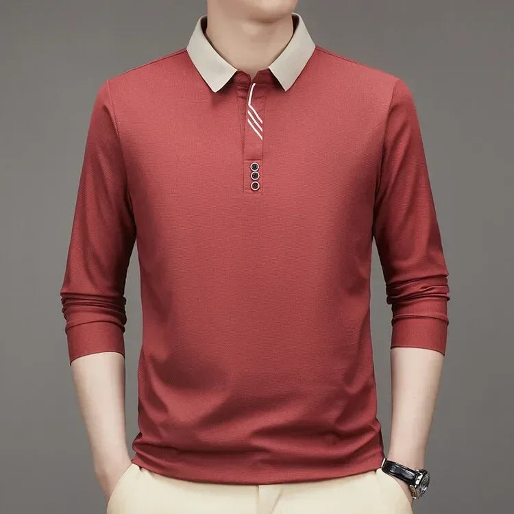 HASSAN® Long Sleeve Turn-down Collar Waffle T-shirt