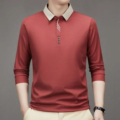 HASSAN® Long Sleeve Turn-down Collar Waffle T-shirt