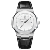 Leather Silver White