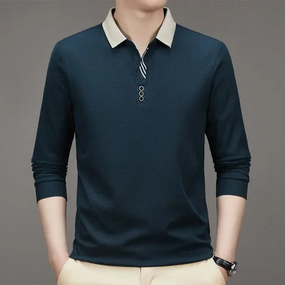 HASSAN® Long Sleeve Turn-down Collar Waffle T-shirt