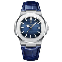 Leather Silver Blue