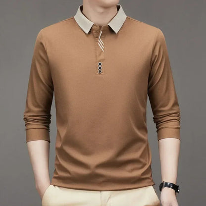 HASSAN® Long Sleeve Turn-down Collar Waffle T-shirt