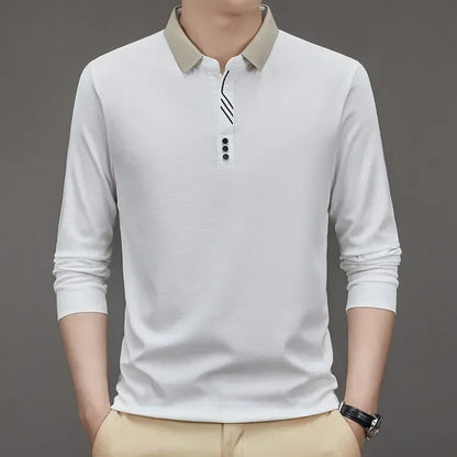 HASSAN® Long Sleeve Turn-down Collar Waffle T-shirt